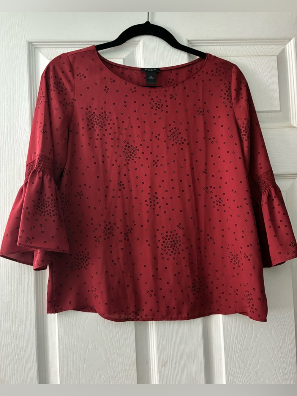 ANN TAYLOR FACTORY WOMEN'S Bubble Print 3/4 SLEEVE Crew Neck